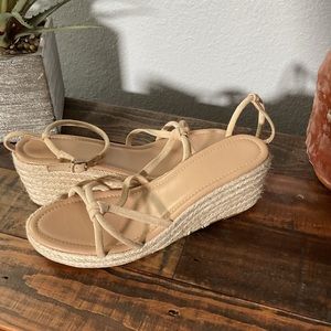 Tan espadrille wedge
